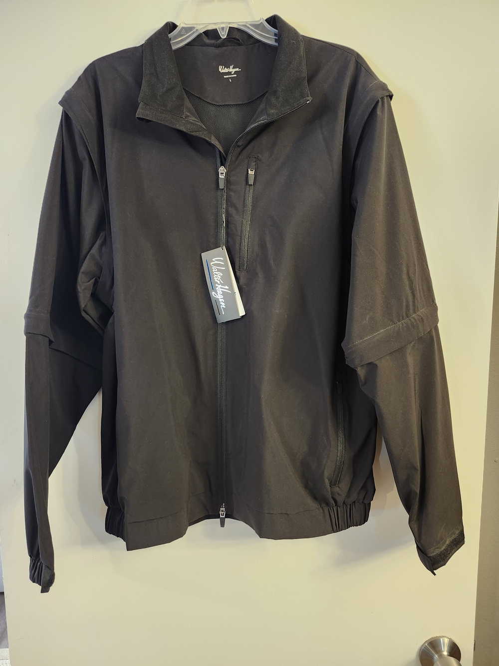 Walter Hagen Black Full-Zip Golf Windbreaker Jacket W/ Zip-off Sleeves NWT